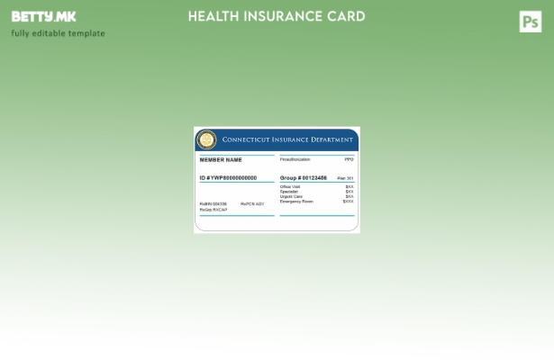 Модерен стил Шаблон за картичка за здравствено осигурување во Конектикат